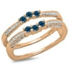 Dazzlingrock Collection 0.50 Carat (ctw) 14K Blue & White Diamond Wedding Band Enhancer Guard Ring 1/2 CT, Rose Gold, Size 5.5