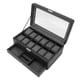 thumbnail image 5 of Caja De Almacenamiento Para Relojes, 12 Ranuras, Caja Para Relojes Con Tapa De Vidrio Transparente De Cuero PU De Doble Capa Para Joyería Para Anillos, 5 of 7