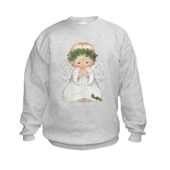 CafePress - Christmas Cute Baby Angel Praying Sweatshirt - Kids Sweatshirt, Youth Crew Neck Sweatshirt