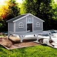 thumbnail image 2 of Pefilos 43" Outdoor Cat House for Cats, Wooden Cat Condo All Weather Weatherproof Cat Shelter with and Escape Door, Gray, 2 of 9