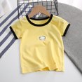 thumbnail image 1 of Camisetas de manga corta para niños pequeños Camiseta con estampado gráfico y cuello redondo de algodón para niñas de verano Niños Amarillo 100, 1 of 5