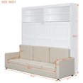 thumbnail image 4 of Queen Size Murphy Bed, Wooden Queen Murphy Bed with Sofa, Folding Wall Bed with Storage Shelves or Home/ Office, White, 4 of 9