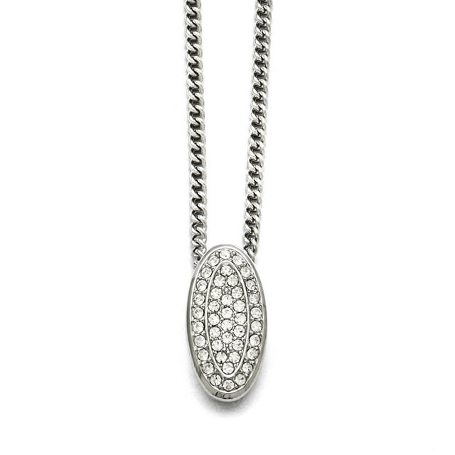Acier Inoxydable Cristaux Ovale Collier Pendentif Forme Géométrique Cristal