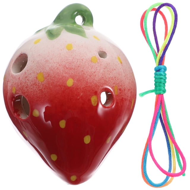 EeaseMX Ocarina de cerámica de 6 agujeros con forma de fresa para principiantes. Instrumento de viento para practicar.