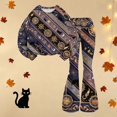 thumbnail image 4 of Grblisyd Halloween Girls Fall Outfits Long Sleeve Pumpkin Ghost Print Top and Flared Leg Pants 2 Piece Outfit Set, 4 of 6