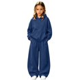 thumbnail image 3 of Angala 2 Piece Outfits For Girls Long Sleeve Cozy Hooded Sweatshirt With High Wwaist Pants With Back Pocket Set Girls Autumn Daily Wear Clothes, 3 of 6