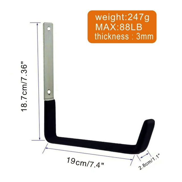 Xiao Hua Ganchos de pared de acero resistentes y prácticos para garaje, de 2 piezas, para colgar mangueras, bicicletas, escaleras, sopladores y otros colgadores de varios tamaños (tamaño grande).