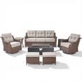 thumbnail image 4 of PARKWELL Patio High-Back Furniture Set with Fire Pit Table, Outdoor Sectional Swivel Rocker Chairs Sets with 6-Inch Cushions, Wicker 7-Seat Conversation Set for Porch, Balcony, Deck, Brown/Beige, 4 of 13
