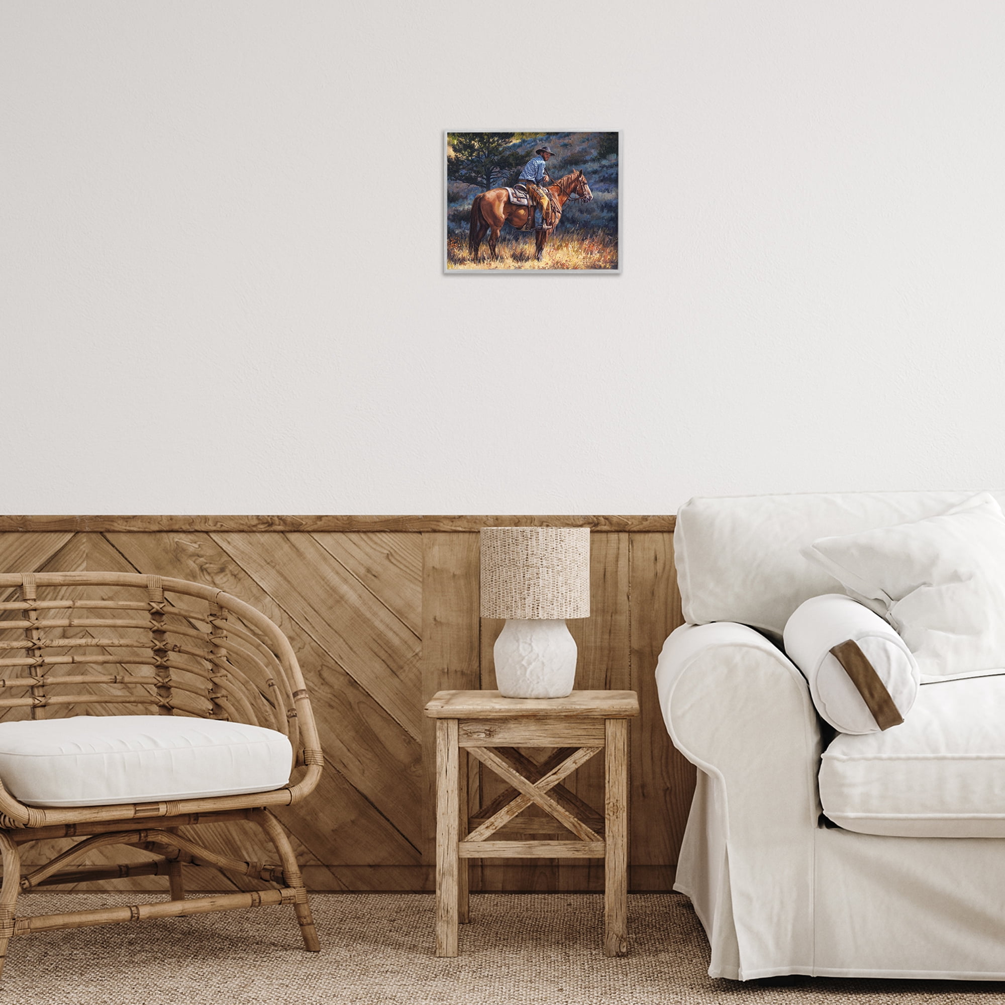 Stupell Industries Early Start Cowboy Animals & Insects Painting Gray Framed Art Print Wall Art, 14 x 11