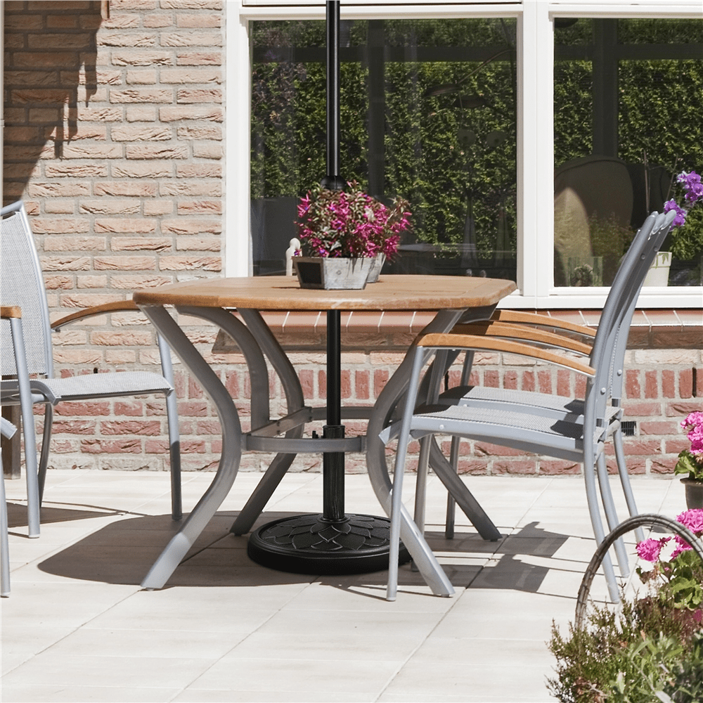 Renwick 26.5 lb Heavy Duty Patio Umbrella Base with Flower Pattern, Black