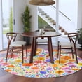 thumbnail image 3 of Round Rugs 8Ft, Spring Floral Round Area Rug Washable Indoor Throw Carpet, Watercolor Colorful Botanical Summer Large Non Slip Circle Rug for Kids Room RV Home Decor Aesthetic, 3 of 8