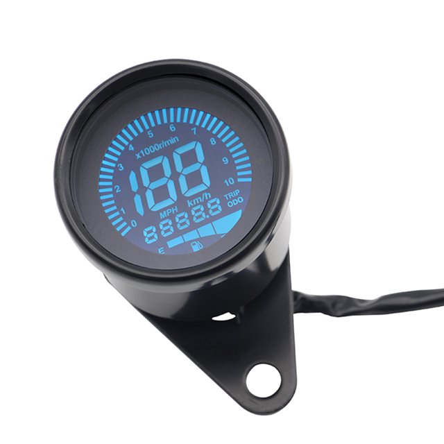 Velocímetro digital para motocicleta Retroiluminación LED de 7 colores LCD Odómetro Tacómetro 12V Tmvgtek Accesorios para autos y motos