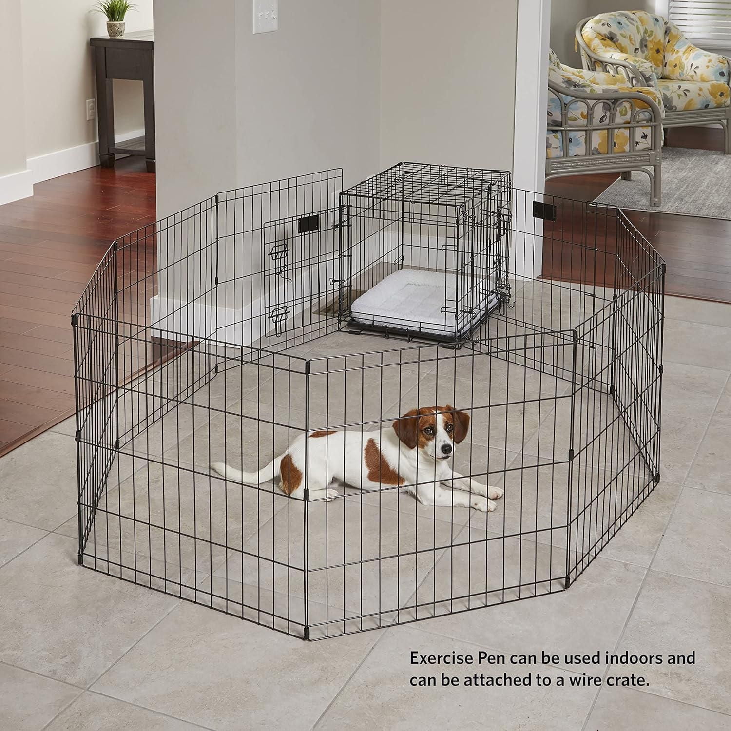 Midwest Foldable Metal Exercise Pen/Pet Playpen Black w/Door