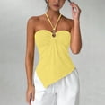 thumbnail image 5 of Women's Halter Tops Irregular Hem Sleeveless Going Out Summer Tank Tops Clubbing Party Travel Y2k Outfits( Yellow, M ), 5 of 6