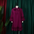 thumbnail image 4 of Women's Casual Vintage Half Sleeve Contrast Casual Pockets Party Swing Dress, 4 of 8
