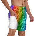 thumbnail image 3 of Goofa Glitter Rainbow Printed Men's Swim Trunks Board Shorts Quick Dry Mens Swimming Trunks with Compression Liner,Breathable Fit Hawaii Beach Shorts-Large, 3 of 9