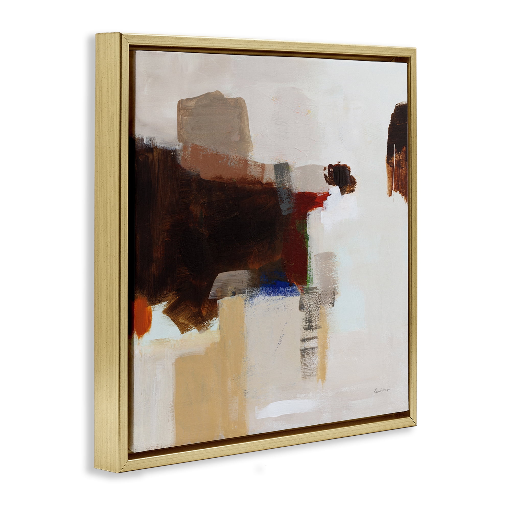 Stupell Industries American Rust Abstraction Abstract Painting Gold Floater Framed Canvas Art Print Wall Art, 25 x 25