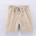 thumbnail image 5 of FNFYFH Cotton Linen Shorts for Kids 2 Packs Drawstring Waisted Athletic Shorts Summer Solid Bottoms,White, 5 of 8