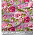 thumbnail image 1 of Soimoi Cotton Poplin Fabric Leaves & Peony Floral Print Fabric by The Yard 42 Inch Wide, 1 of 3