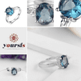 thumbnail image 5 of Yoursfs Silver Oval Shaped Blue Birthstone Ring 18K White Gold Plated Cocktail Anniversary Ring Jewelry For Women (Size 7), 5 of 7