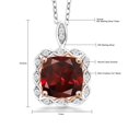 thumbnail image 5 of Gem Stone King 925 Sterling Silver Red Garnet Pendant Necklace for Women (2.91 Cttw, Cushion Cut 8MM, Gemstone Birthstone, with 18 inch Silver Chain), 5 of 5