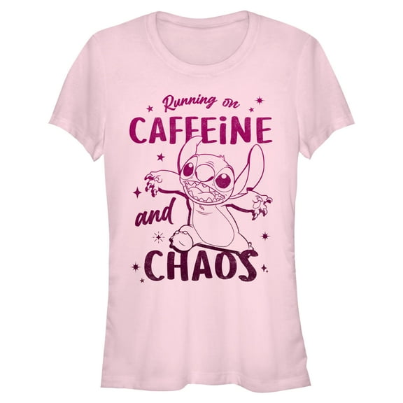 Juniors Lilo & Stitch Caffeine And Chaos T Shirt