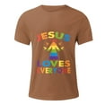 thumbnail image 3 of WREESH Men's Graphic Print Crew Neck T-Shirt Short Sleeve Loose Fit Summer Tops Brown, 3 of 5