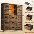 thumbnail image 3 of EnHomee 51"H Tall Dressers for Bedroom with 15 Drawers Dresser with LED Lights Fabric Chest of Drawers with Power Outlet,Brown, 3 of 9