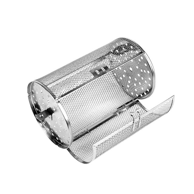 Tambour de Rôtissoire pour Gril de Cuisine en Acier Inoxydable, Rotation à 360, Tambour de Rôtissoire pour BBQ, Outil de Rôtissoire/gril 26x11,7x11,7 cm
