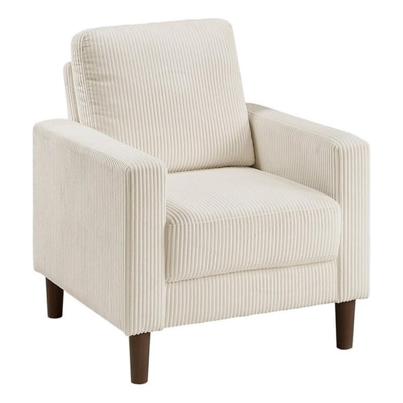 Pemberly Row Contemporary Corduroy Fabric Chair in Beige Finish