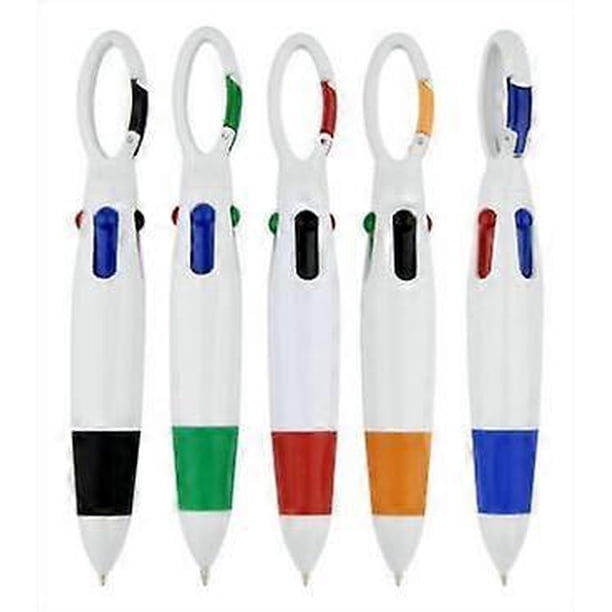 Pack of 10Bulk Mini 4-in-1 Multi-Colored Ink Ballpoint Pens with Keychain for Adults, Kids, Nurses, School