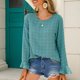 thumbnail image 3 of Blusas de trabajo de manga larga Casual cuello redondo acampanado Jacquard Polka Dots Top de trabajo para mujeres, 3 of 6