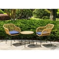 thumbnail image 5 of Crescent 3-Piece Outdoor Wicker Patio Bistro Set with Cushions White, 5 of 5