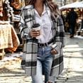 thumbnail image 3 of Perfectbot Women's Long Plaid Flannel Shacket Wool Blend Long Sleeve Casual Fall Jacket, 3 of 7