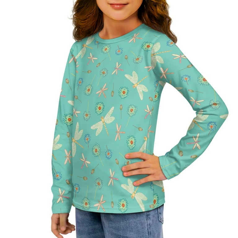 DISNIMO Dragonfly Dandelion Tee Shirt Long Sleeve for Kids Girl