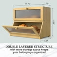 thumbnail image 5 of Bread Box for Kitchen Countertop: 2-Tier Bamboo Large Bread Storage Container,Wood Color, 5 of 12