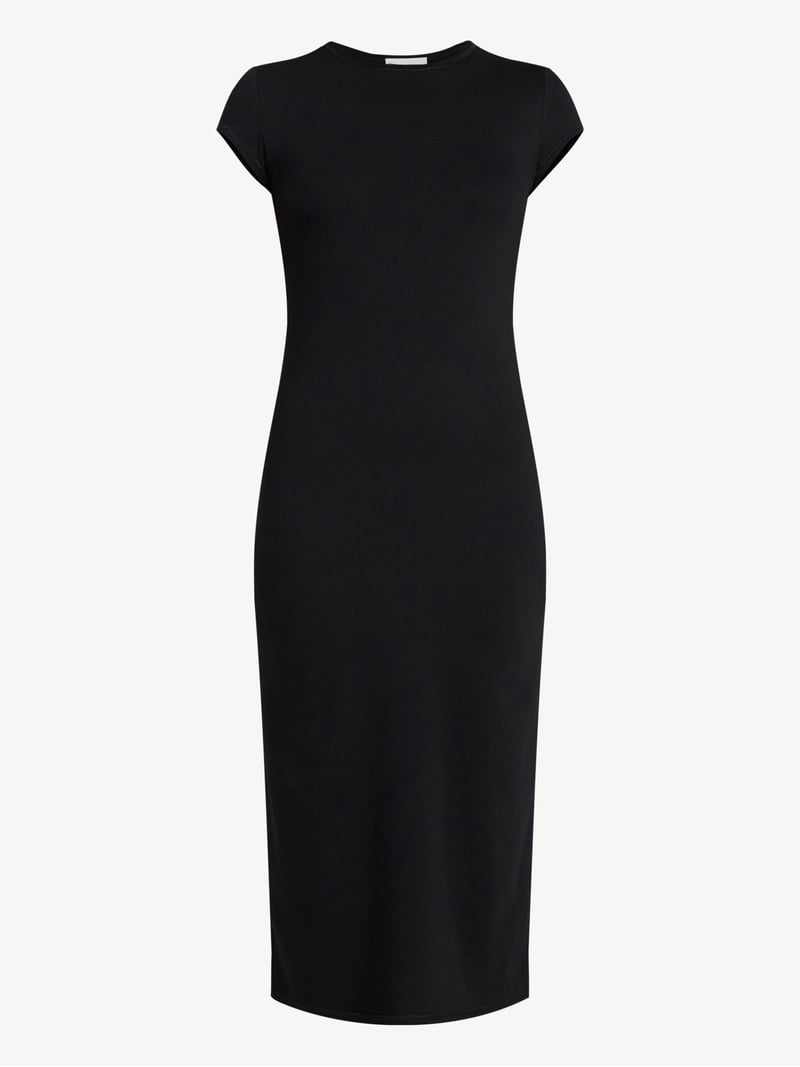 No Boundaries Midi Dress with Cap Sleeves, Women's & Women's Plus Sizes  XXS-4X - Walmart.com