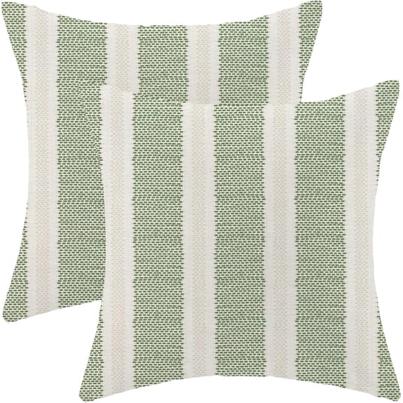 Sage Green Pillow Covers 18 x 18 Inch, Beige Boho Polka Dots Striped Decor Throw Pillows for Couch Bed, Geometric Modern Farmhouse Outdoor Decorative Pillowcase Linen Cushion Cover Set of 2