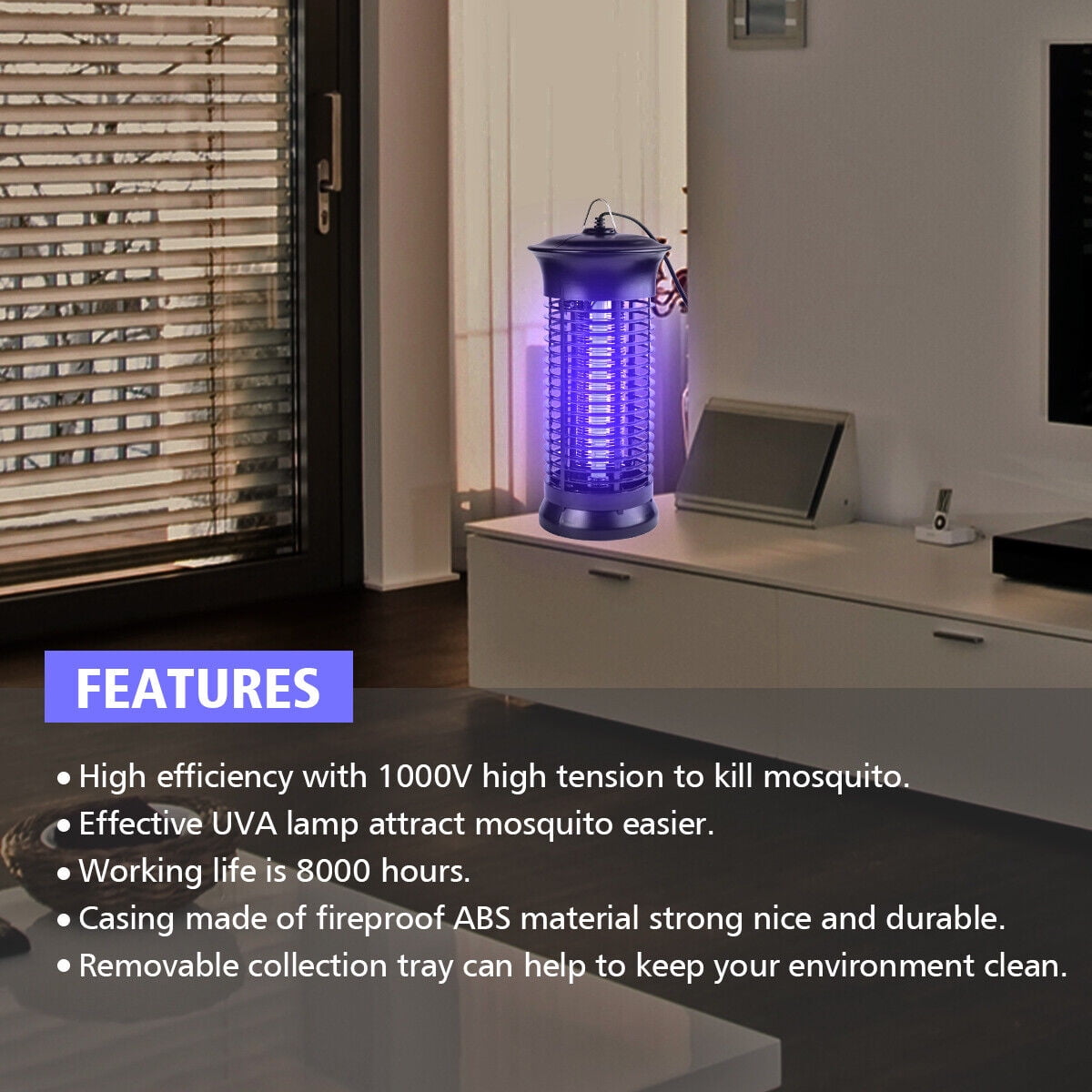 Electric Fly Bug Zapper Mosquito Insect Killer LED Light Trap Pest Control Lamp Black