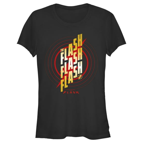 Junior's The Flash Triple Gold Logo Graphic Tee Black 2X Large