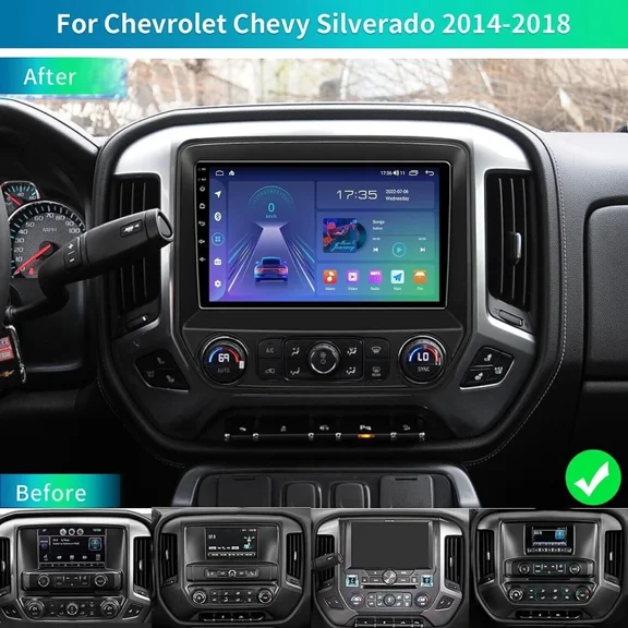 10in Android 13 Car Stereo Radio GPS Navigation Head Unit 2 32G for Chevrolet Silverado 2014-2018 Built-in Wireless CarPlay Android Auto Bluetooth WiFi FM/RDS