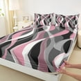 thumbnail image 3 of Manfei Girly Pink Minimalst Twin Sheet Sets, Stripes Ombre Twin Fitted Sheet, Abstract Geometric Flat Sheet, Breathable Home Decor, 3pcs, 3 of 7