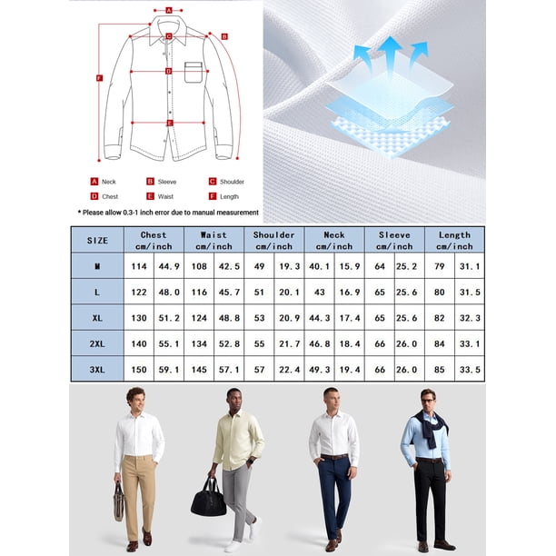 men's dress shirts size chart G-style USA Regular Fit Long Sleeve Solid Color - Yellow - Medium - 15-15.5 and breathable fabric make our dress shirts for men an ideal clothing option that fits best for formal or semi Men's 100% Cotton Stylish Casual