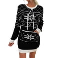 thumbnail image 1 of Vestido de suéter suelto con estampado de copos de nieve de manga larga clásico con cuello en O informal a la moda para mujer Pompotops hdfakjf504, 1 of 7
