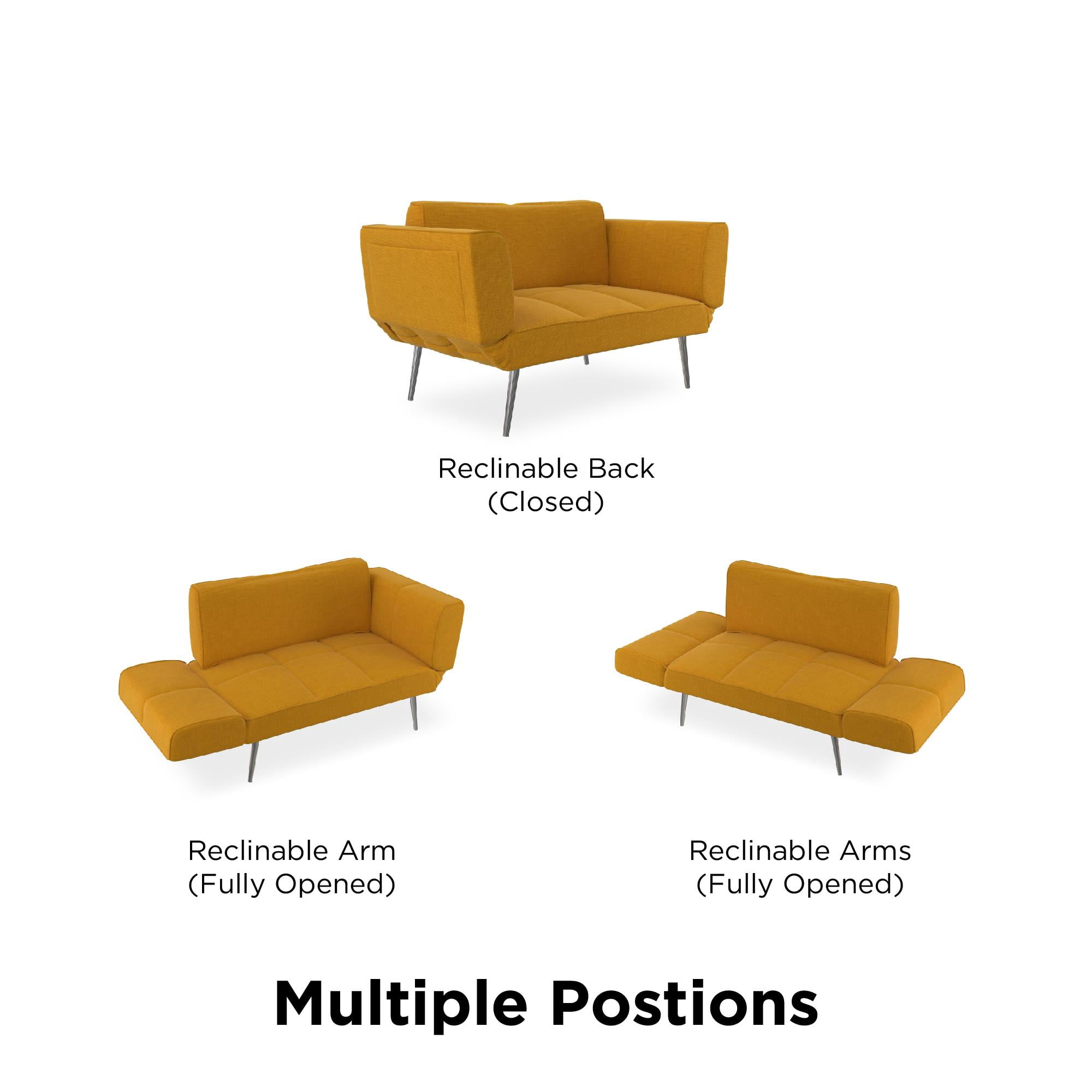 DHP Euro Upholstered Futon with Magazine Storage, Mustard Yellow