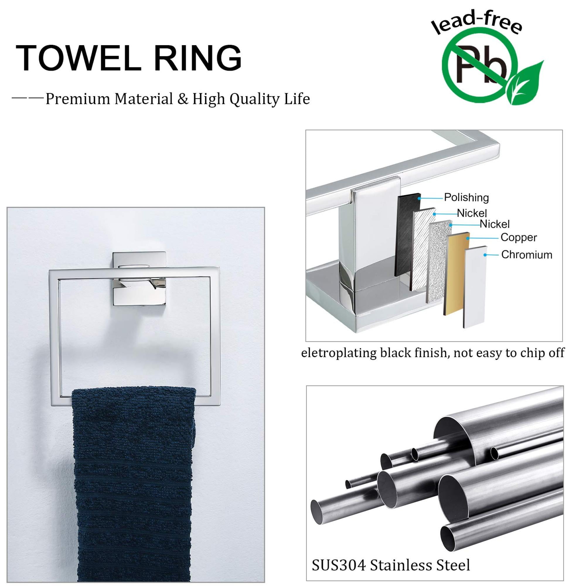 5 Pieces Bathroom Hardware Accessories Set Towel Bar Set Wall Mounted