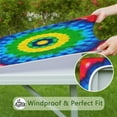 thumbnail image 6 of Colorful Tie Dye Circle Pattern Square Fitted Tablecloth with Elastic Edge,Square Table Cover,Washable Elastic Table Cover for Home Kitchen Party Decor 36"x36", 6 of 6