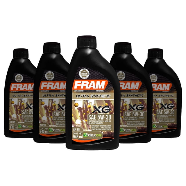 Aceite de Motor FRAM Ultra Sintético 5W30 5 Botellas 946 Ml