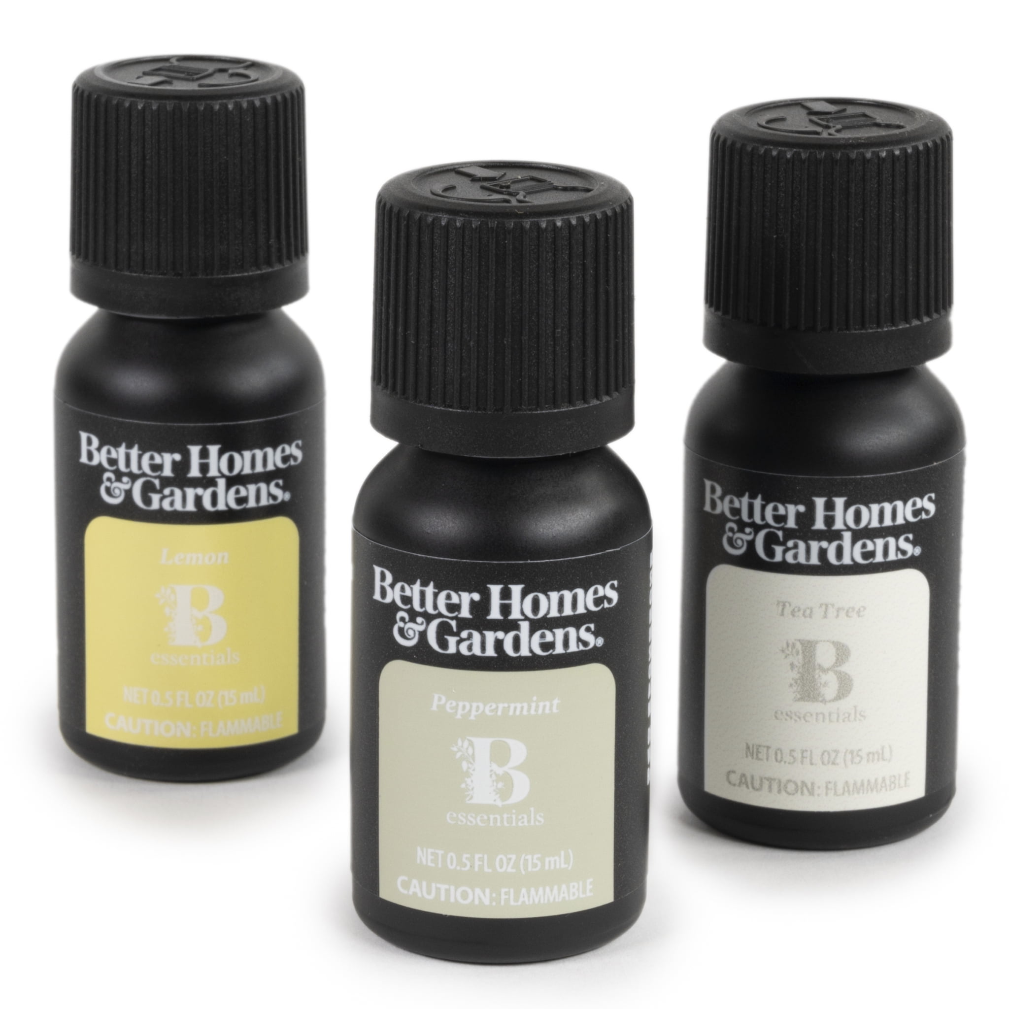 Better Homes & Gardens 100% Pure Essential Oils: Lemon, Peppermint, & Tea Tree, 3 x 15mL