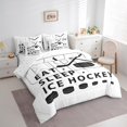 thumbnail image 3 of Feelyou Ice Hockey Theme Bedding Comforter Set 7 Pieces Boys, Teens Sport Queen Bedding Sets, White and Black Queen Sheet Sets, Child Room Decor, 3 of 8